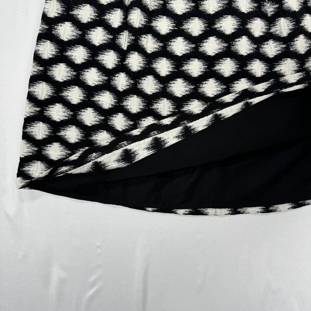Banana Republic Mini Skirt Black White Polka Dot Size 10 A-Line Pleated Back Zip - Picture 7 of 15